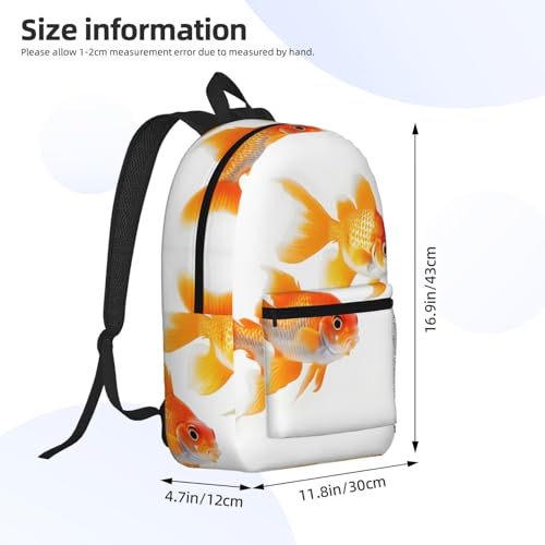 Mochila universitaria negra con bolsillo frontal y estampado de peces 4