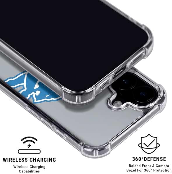 Skinit Clear Phone Case Compatible with iPhone 17 - Officially Licensed NFL Detroit Lions Large Logo Design