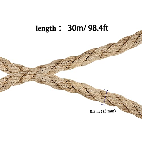 Cuerda de sisal 1/2 pulg, 100 pies para rascador de gatos miniatura 2