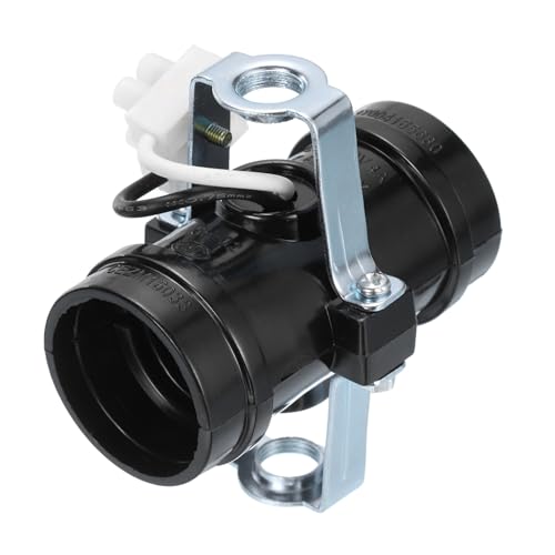 PATIKIL Base de Enchufe para 2 Luces con Base Media E26/E27 1 Unidad Soporte de Lámpara Multi-Cluster Incandescente para Bombilla con Base E26/E27 Negro