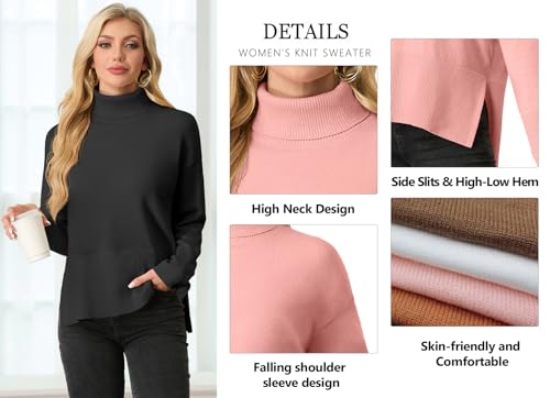 Image of IWOLLENCE 2025 Winter Fall Turtleneck Sweater High Neck Long Sleeve Sweaters Pullover Outfit
