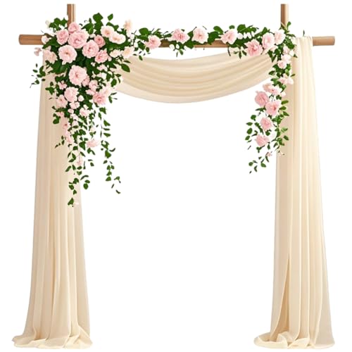 Wedding Arch Decor Fabric, Dark Champagne 29" x 20ft Chiffon Wedding Backdrop