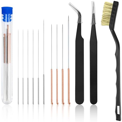 NISENTIA 3D Drucker Düsenreinigungsnadeln Reinigungsset, 3D Drucker Düsenreiniger Nadeln Set Nozzle Cleaning Kit Zubehör Düsen Printer Accessories Werkzeug mit Drahtbürste aus Messing und Pinzette