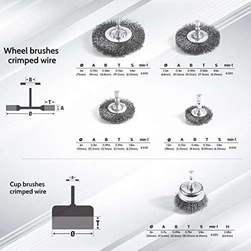 Hoyin 6Piece Drill Wire Wheel Cup Brush Set,0.010In Coarse Crimped ,Thicken Face Width With1/4In Hex Shank #TOP5