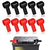 10 PCS Batterie Terminal Abdeckungen, Batteriepolabdeckung für Plus- & Minuspol, Rote & Schwarze Batteriepolhülsen für PKW, LKW, Motorrad & Boote, Schutzkappen für Batteriepolklemmen & Akkupole