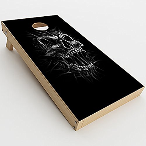 Skin Decals Vinyl Wrap for Cornhole Game Board Bag Toss (2xpcs.) / Skull Evil Stretch Slash Screaming
