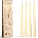 Leor & Lair Ivory Taper Candles - 4 Pack 10' Ivory Candlesticks - Unscented Cream Candle Sticks for Home Decoration, Holiday Tables, Weddings, Restaurants & Business Events