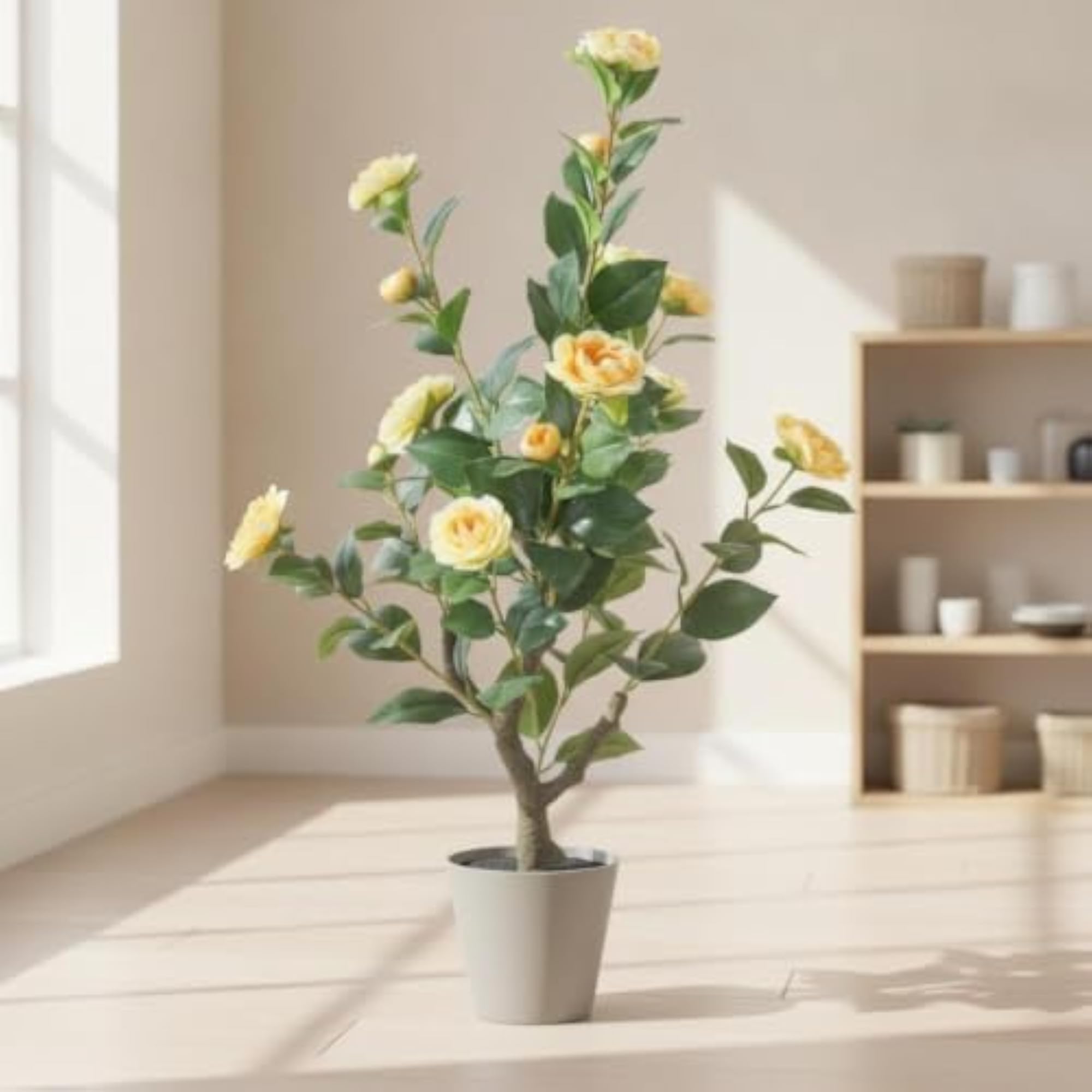 Artificial Eucalyptus Camellia Flower Bouquet for Home Decor
