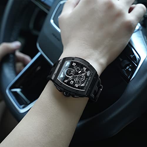 Image of TSAR BOMBA Men's Luxury Quartz Watch, Luminous Dial 5ATM Water Resistance Silicone Strap Men's Wristwatch Ideal Gift for Men