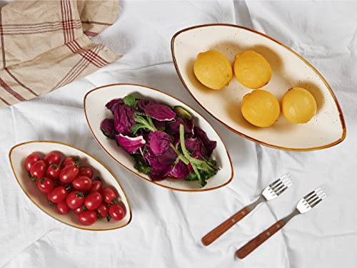 Onemore Serving Bowls, Large Ceramic Serving Bowl Set Of 3, Porcelain Serving Dishes Oval Shape Serving Bowls Set - 10/25/35 Oz #TOP2