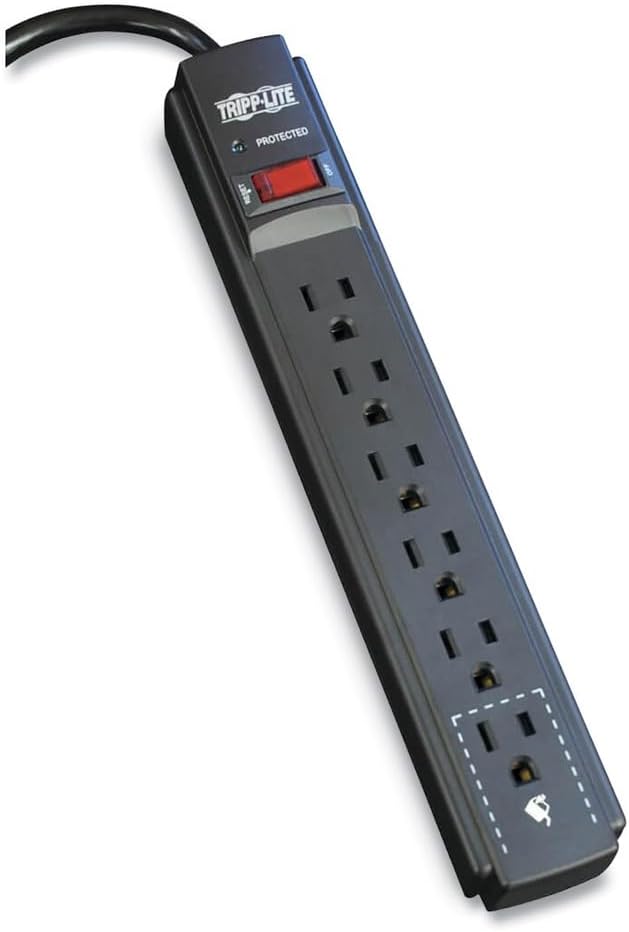 Tripp Lite TLP606B TLP606B Surge Suppressor, 6 Outlets, 6 ft Cord, 790 Joules, Black
