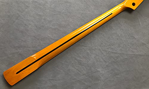 4 String Electric Guitar Bass Neck 20Fret 34Inch Maple Fingerboard Block Inlay Yellow Gloss #TOP7