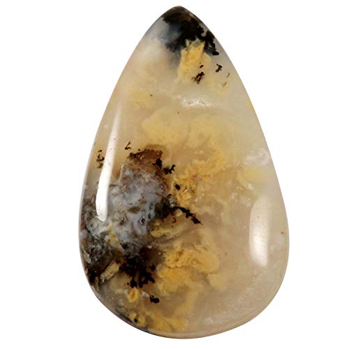 Agate dendritique poire 27,1 cts, la poésie de la nature en cabochon
