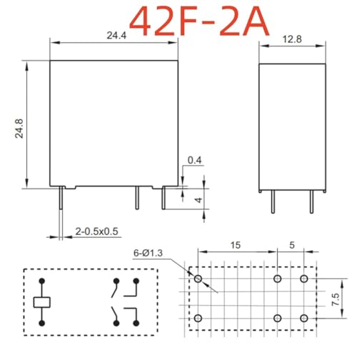 Relé ALA2PF24 M42 de 24V con 6 pines y capacidad de 3A 5A para control electrónico 2