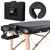 NRG Vedalux Portable Massage Table Package | Black | Folding Lightweight Massage Bed | Professional Spa Table with Face Cradle, Hanging Armrest & Carrying Case