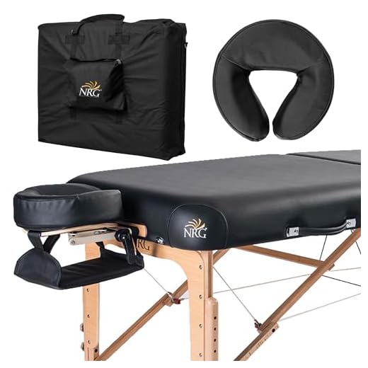 Vedalux Portable Massage Table Package by NRG - Folding, Lightweight Massage Therapy Table - Face Cradle with 3" Memory Foam Face Rest Pad, Hanging Armrest, and Carrying Case - Color Black