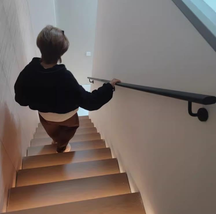 Rampe d'escalier en fer forgé noir de 120 cm avec support de sécurité mural - 6