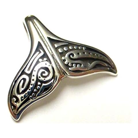 Silver pendant whale fin with engraving, made of 925 sterling silver, gift jewellery for divers and animal connoisseurs Cover