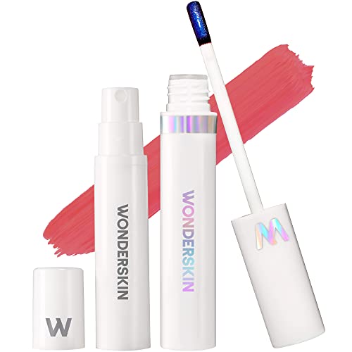 wonderskin wonder blading all day lip stain peel off masque and reveal kit - long lasting waterproof pink lip tint transfer proof natural makeup stain kit romance
