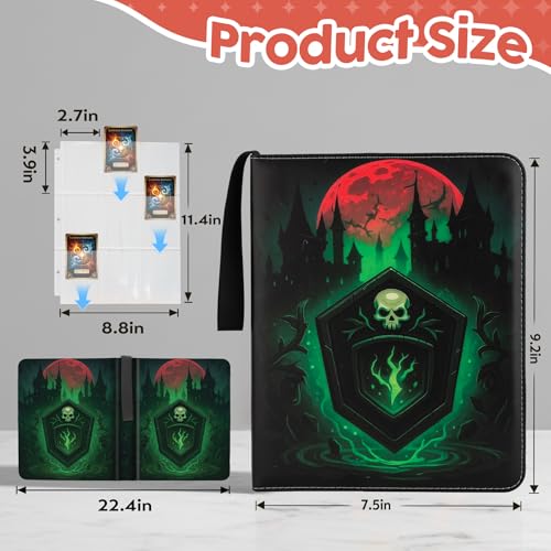 Image of 9 Pocket Card Binder for MTG /YGO /PTCG /Game Cards,Holds 720 Cards,Premium Card Collector Book for TCG Players,Toys Gifts for Kids-Green