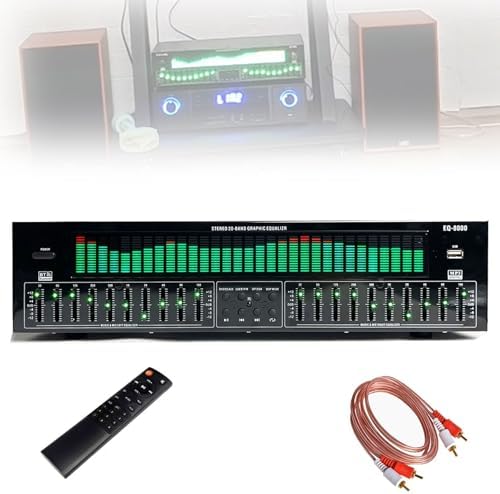 31-Band Dynamic Spectrum Digital Audio Processor with Remote Control and Bluetooth, Stereo Graphic Equalizer for Home and Studio Use