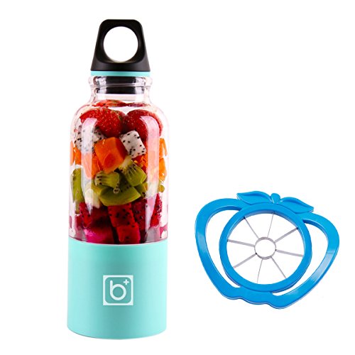 Exprimidor de Fruta USB+Rebanadora de Frutas,500 ml Mini Licuadora para Verduras y Frutas plástico blue, by LC Prime