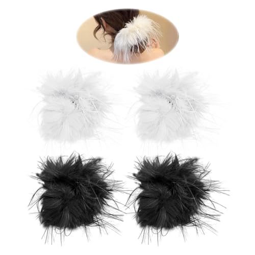 Polsini In Piuma Da 4 Pezzi, polsino In Pelliccia, Braccialetti In Pelliccia, Accessori Per Capelli Da Donna, Cravatte Per Capelli In Piuma