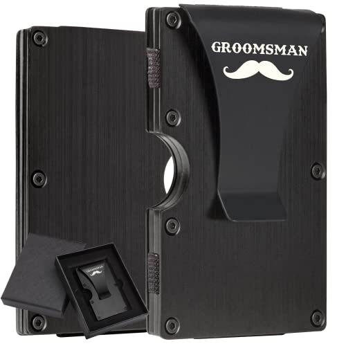Awofer Personalized Groomsmen Wallet Gifts Set Custom For Groomsmen Aluminum Metal Wallet With Money Clip Engraved Groomsmen Gifts Elegant Card Holder On Wedding #TOP5