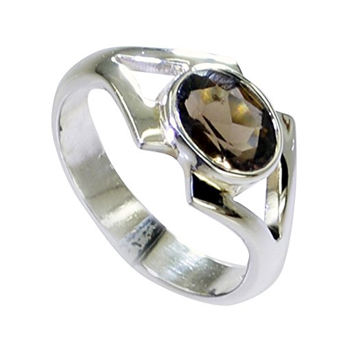 Bague promesse quartz fumé ovale en argent pour femme élégante