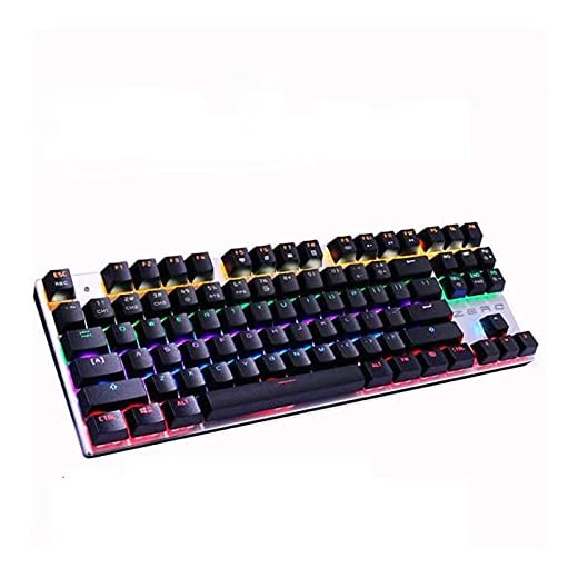 . Mekaniskt tangentbord 87 tangenter Blue Switch Gaming -tangentbord för surfplatta på engelska Desktop Sticker (Axelkropp: blå switch, färg: 87 bakgrundsbelyst svart USA)