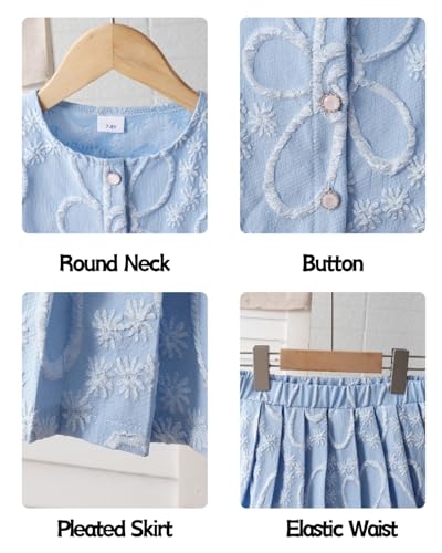Image of Kids Toddler Girl Summer Clothes Letter Printed T-Shirt Top+ Floral Skirt 2pcs Girl's Skirt Set