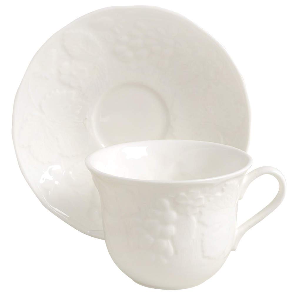 食器 WEGDWOOD STRAWBERRY AND VINE BONE CHINA Wedgwood Strawberry & Vine Flat Cup & Saucer Set, Bone China, 8 oz