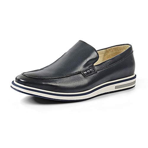 Sapato Casual Masculino Loafer Couro Legítimo Stone Slim Reverso - 1131 - Blue Cor:Azul;Tamanho:40