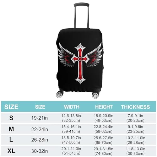 Gothic Crosses Wings Travel Luggage Cover for Suitcase 19-32 Inches Elastic Washable Baggage Protector2