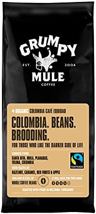 Grumpy Mule Organic Sumatra Gayo Highlands Whole Coffee Beans with tastes of Cocoa & Dark Chocolate 227 g