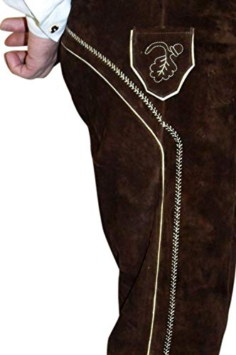 Dirndl Trachten Haus 2-Piece Leather German Oktoberfest Lederhosen Shorts Pants 34 Brown #TOP2