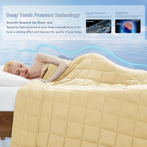 Topcee Weighted Blanket for Adults (15 lbs, 48" x 72") Twin Size Soft Cooling Heavy Blanket Sleeping, Apply to 130-160 lbs Body, Thick Breathable Blanket with Glass Bead, Easy Care