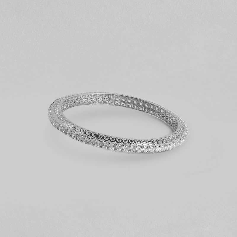 925 Silver CZ Rhodium Bangle, Gift for Mother