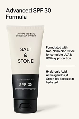 Salt & Stone Spf 30 Natural Mineral Sunscreen Lotion With Zinc Oxide. Broad Spectrum Sun Protection That Sinks In Effortlessly And Is Water Resistant. Reef Safe & Cruelty Free (3 Fl Oz) #TOP2