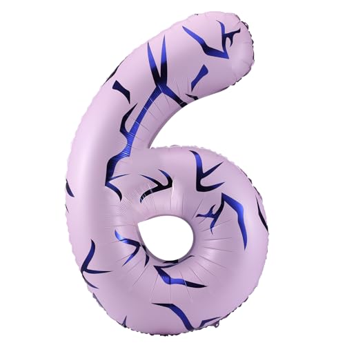 Tasdurian 40 Inches Number 6 Balloon with Kpop Theme Tattoo Design Big Large Number Foil Balloons for Kpop Theme Party Birthday Anniversary Party Garland Arch Decorations Supplies