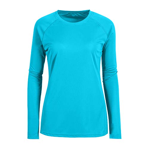 Women's UPF 50+ Sun Protection Long Sleeve Performance Active Top Shirts Fitness Workout Running Sports Leisure T-Shirt (3XL, Sky Blue)