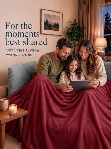 Image of Utopia Bedding Soft Fleece Bed Blanket Queen Size Burgundy (90x90 Inch)