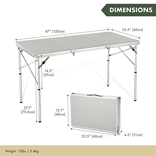 ARROWHEAD OUTDOOR Mesa de Camping Plegable de 4 pies con Marco de Aluminio Resistente, Superficie Sólida, 2 Alturas Ajustables, Incluye Estuche de Transporte, Ligera, Soporte en USA miniatura 3