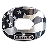 Battle Sports American Flag 2.0 Chrome Oxygen Football Mouthguard - with a Convertible Strap, Superior Airflow & Better Performance, Maximum Protection & Breathability, Works with Braces - Silver