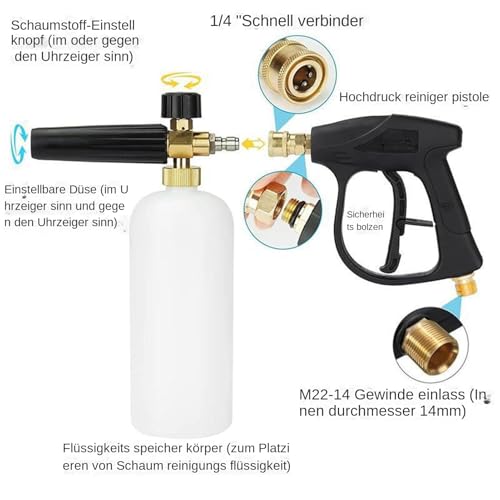 Adaptador para lanzas de espuma y limpieza con doble cabezal 5