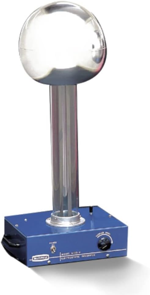 Arbor Scientific Van de Graaff Generator, 10โ Dome, up to 350kV, 30โ Tall, Includes Instructional Guide