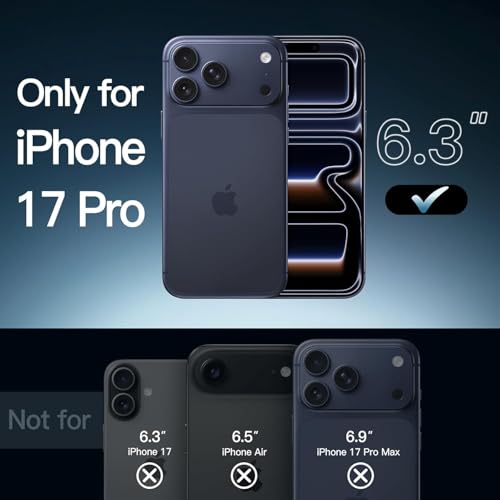 Image of Magnetic Case for iPhone 17 Pro 6.3-Inch Compatible with MagSafe, Shockproof Phone Bumper Cover, Anti-Scratch Clear Back (Black)