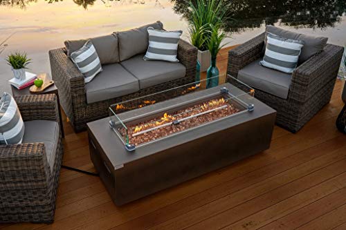 AKOYA-Outdoor-Essentials-60-Rectangular-Modern-Concrete-Fire-Pit-Table-w-Glass-Guard-and-Crystals-in-Brown-60-Brown-Clear-Crystals