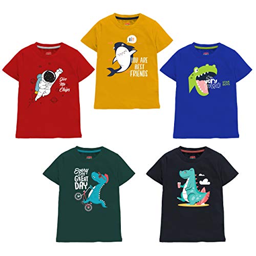 Image of ARIEL Boy's Regular Fit T-shirts (Pack of 5)