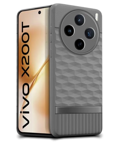 Image of WOW IMAGINE Back Cover for Vivo X200T 5G with Hexa Cube Design | Ultra Slim Soft Rubberised Case | Inner Velvet Fabric | Flexible Mobile Case | Camera Protection - Grey